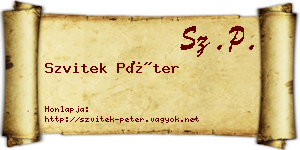 Szvitek Péter névjegykártya